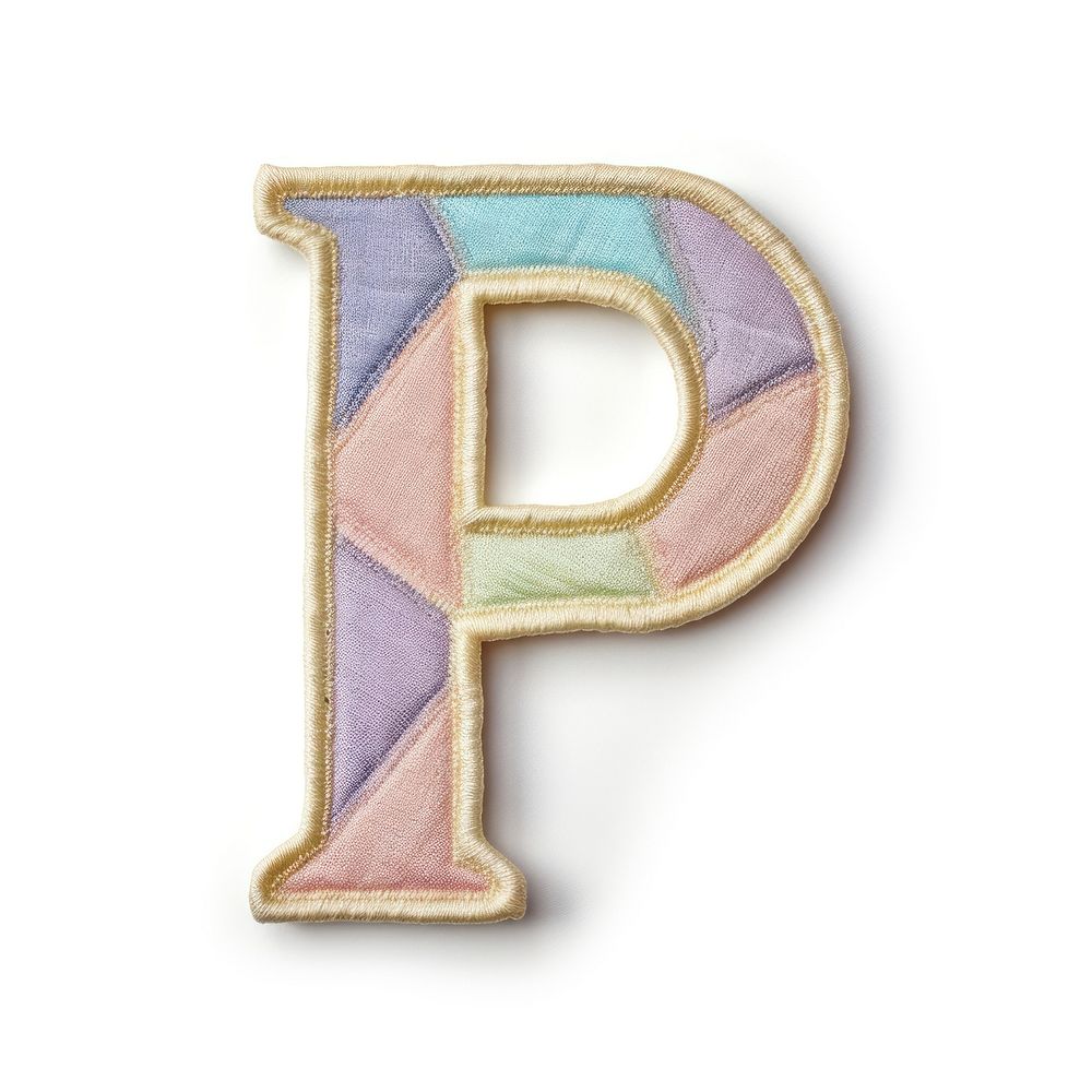 Patch letter P text white background creativity.
