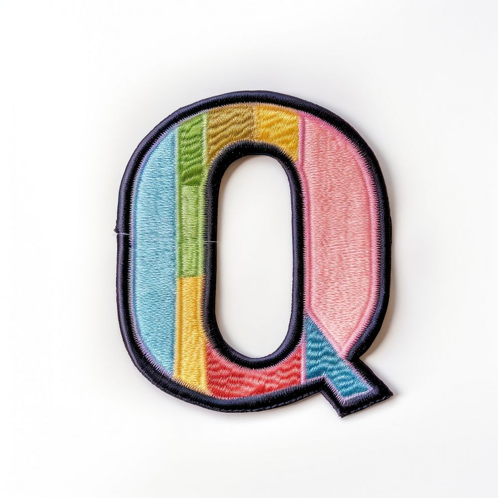 Patch letter Q number text white background.