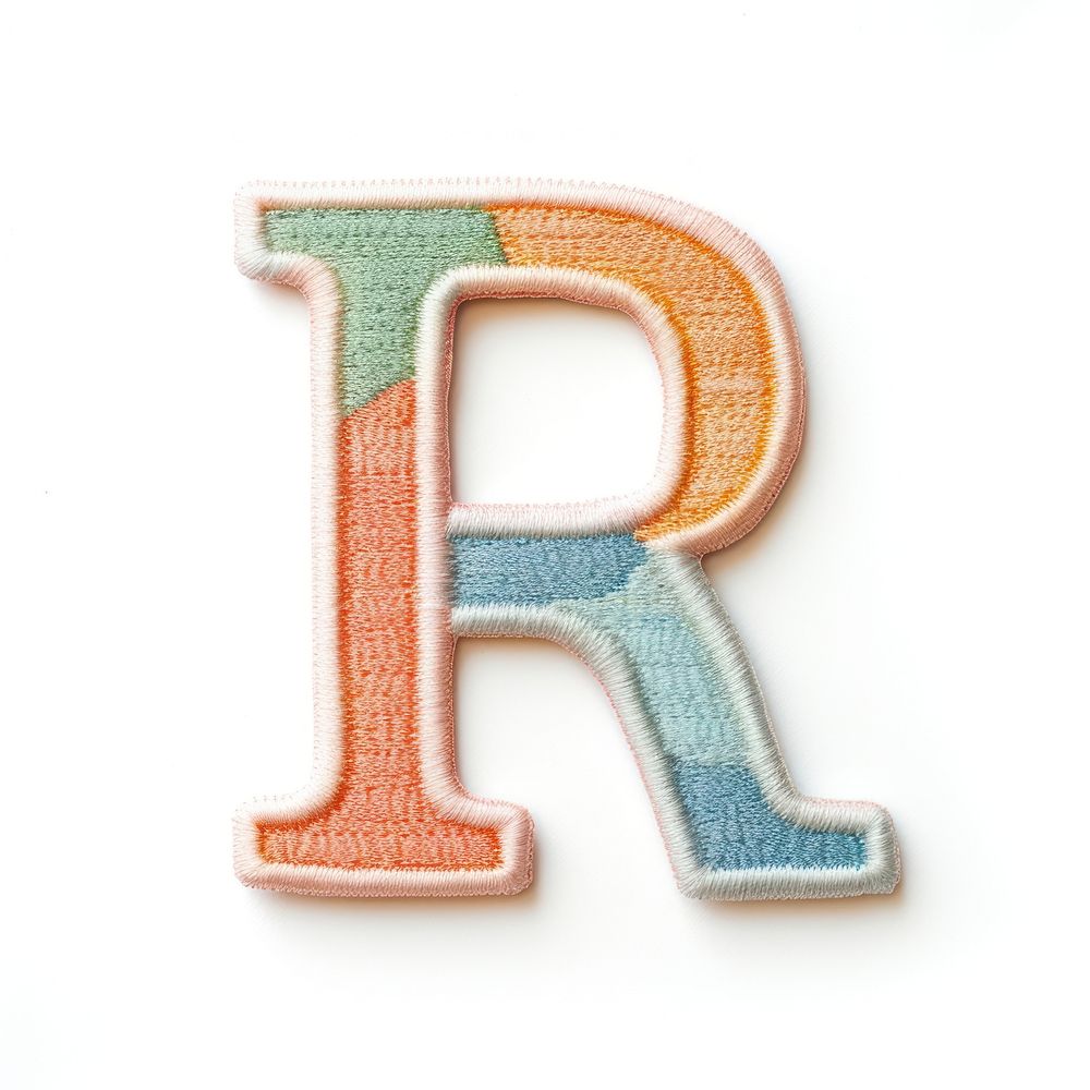 Patch letter R text white background creativity.