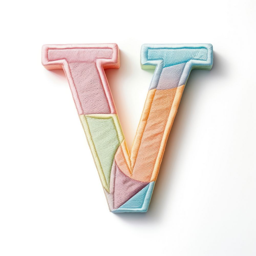 Patch letter V text white background creativity.