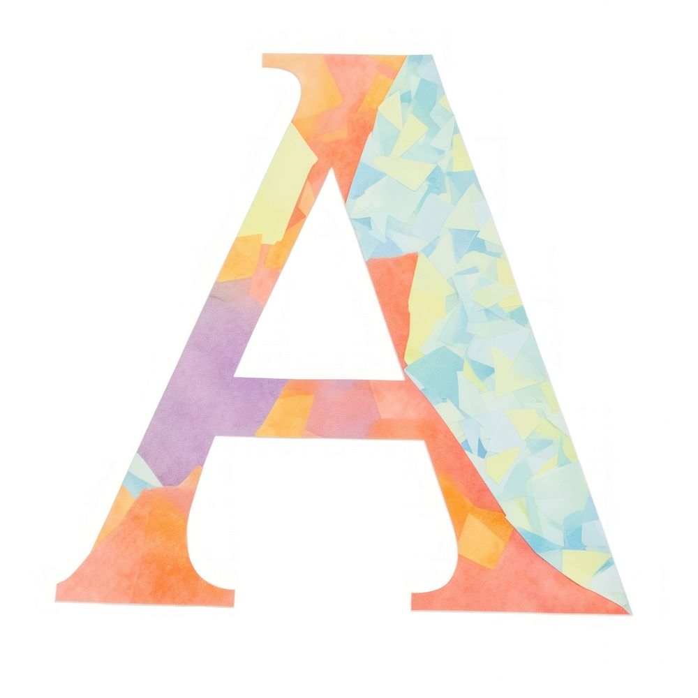 Letter A cut paper text number white background.