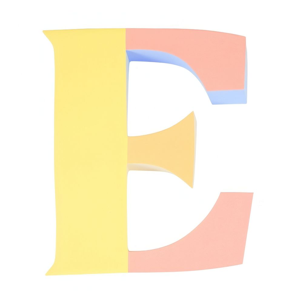 Letter E cut paper text number logo.