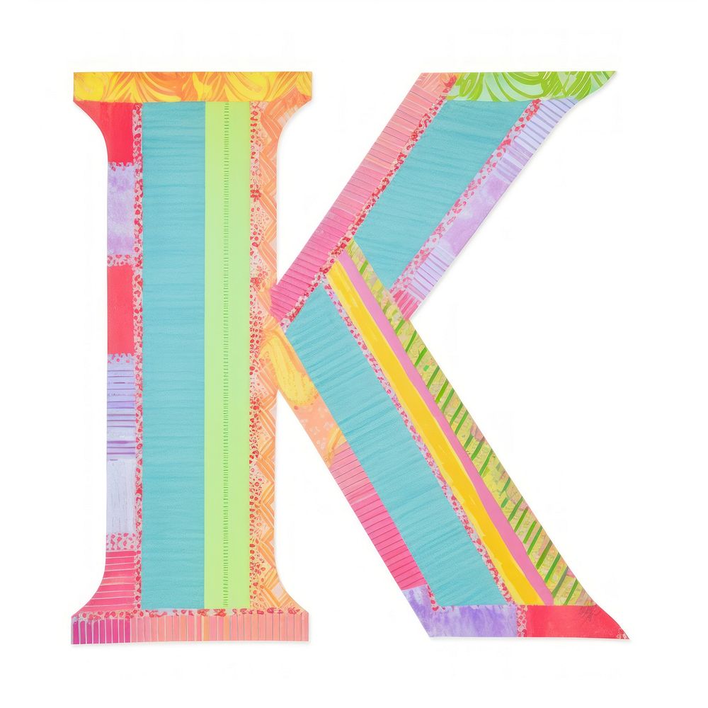 Letter K cut paper text white background creativity.