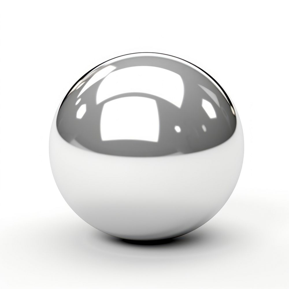 Petanque ball sphere white white background.
