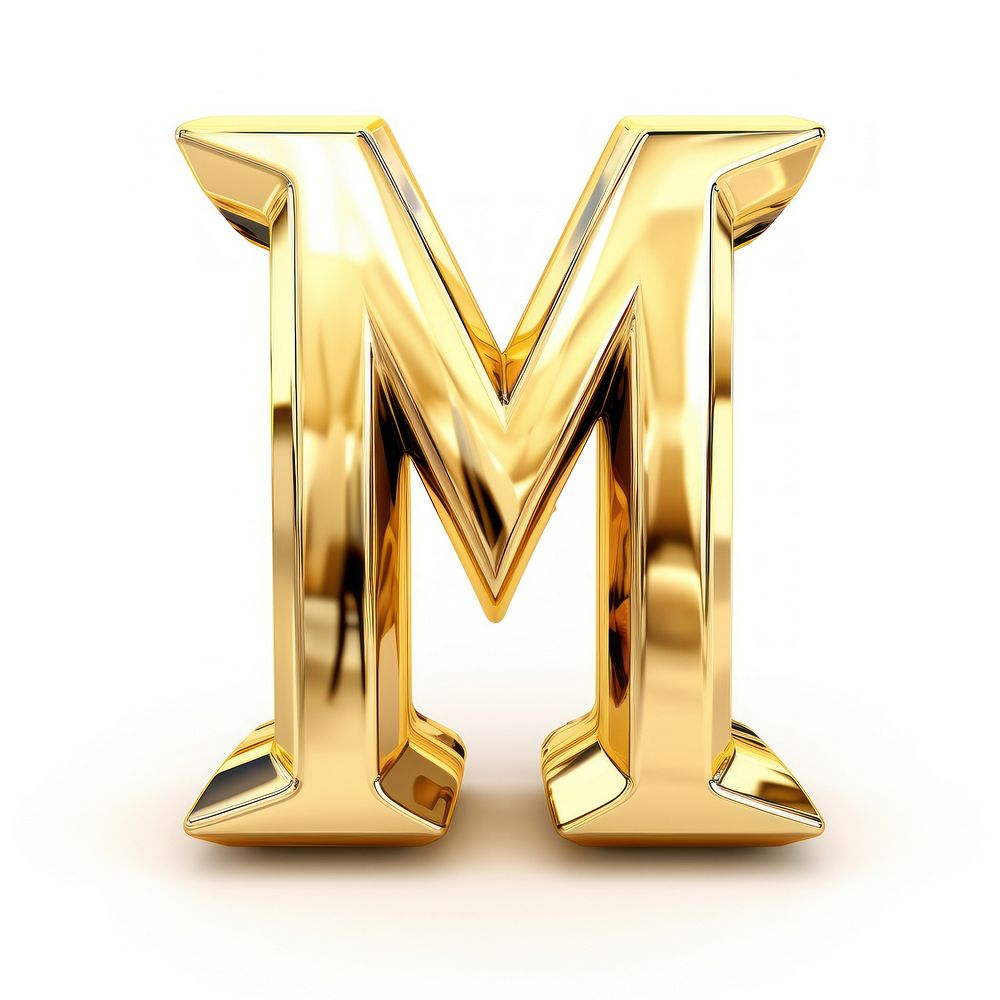 Letter M gold shiny font.