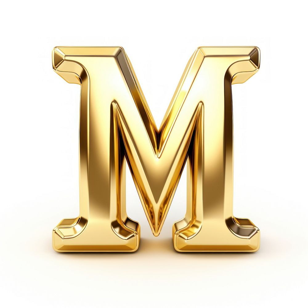 Letter M gold shiny font.