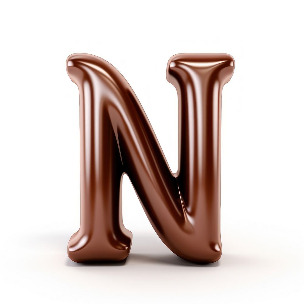 Letter N text chocolate brown.