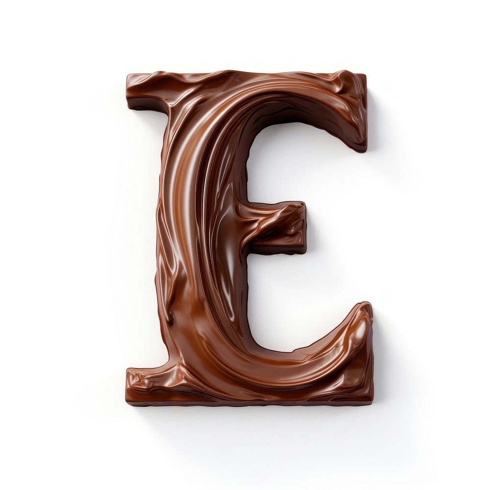Letter E chocolate dessert brown.