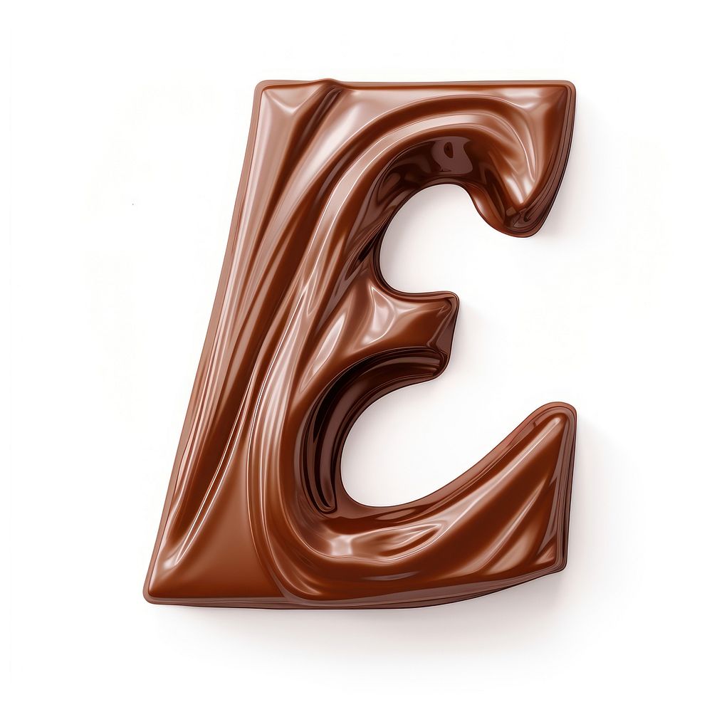Letter E chocolate dessert brown.