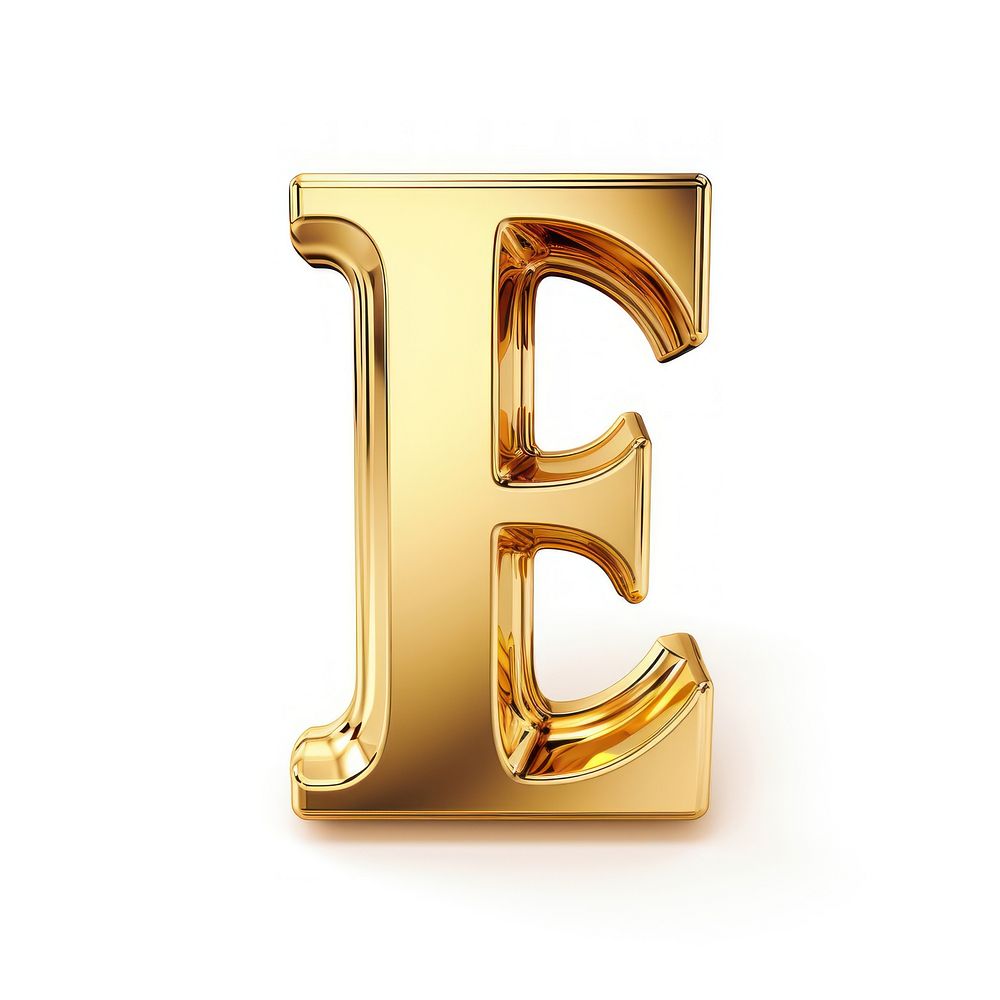 Letter E alphabet font gold.