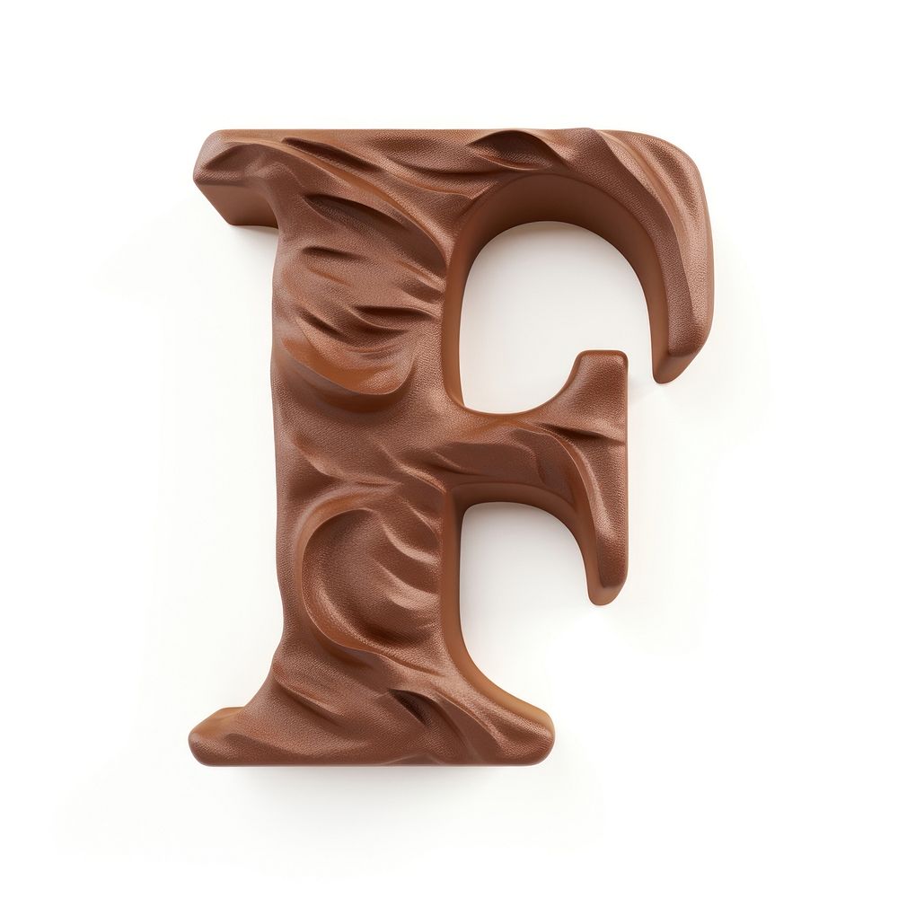 Letter F chocolate dessert brown.