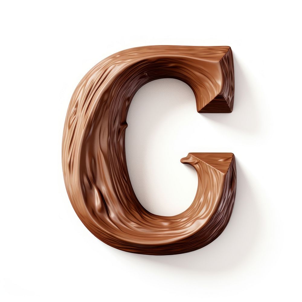 Letter G chocolate text dessert.
