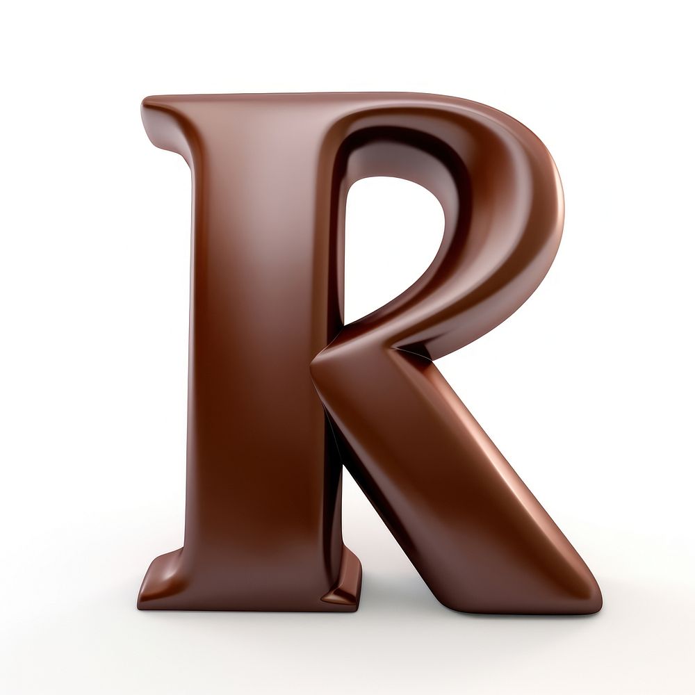 Letter R text chocolate alphabet.