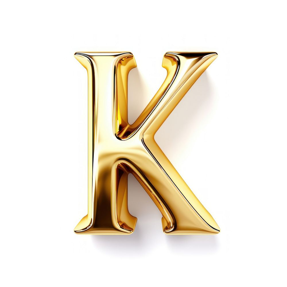 Letter K gold alphabet font.