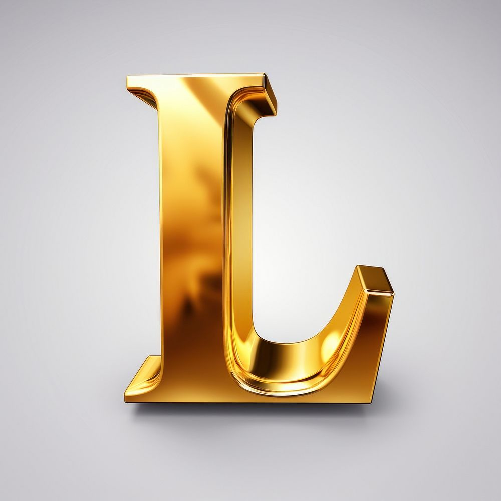 Letter L shiny font gold.