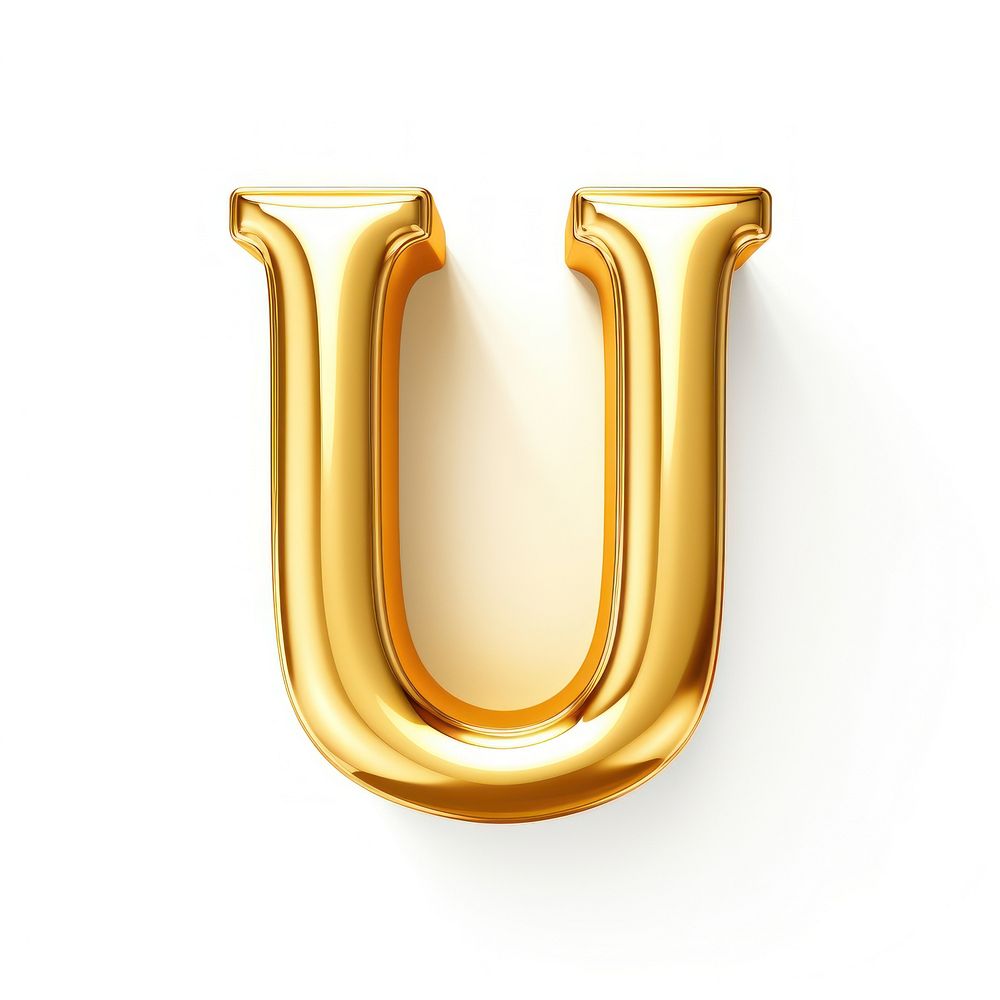 Letter U gold shiny font.