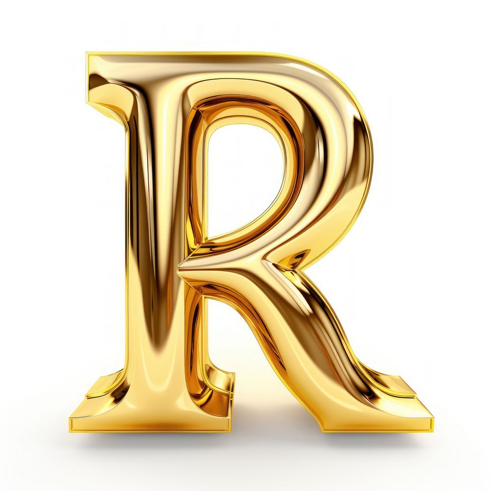 Letter R gold shiny font.