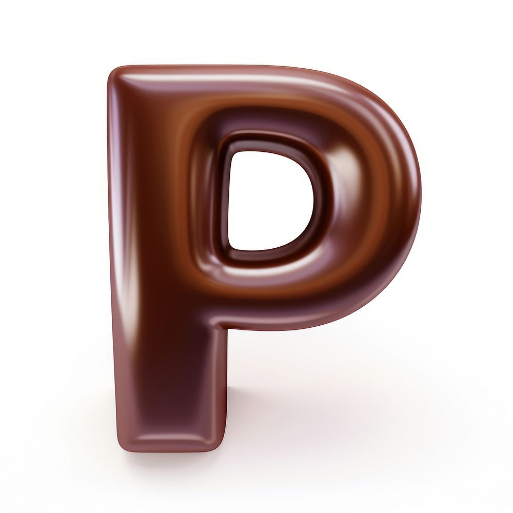 Letter P text chocolate alphabet.