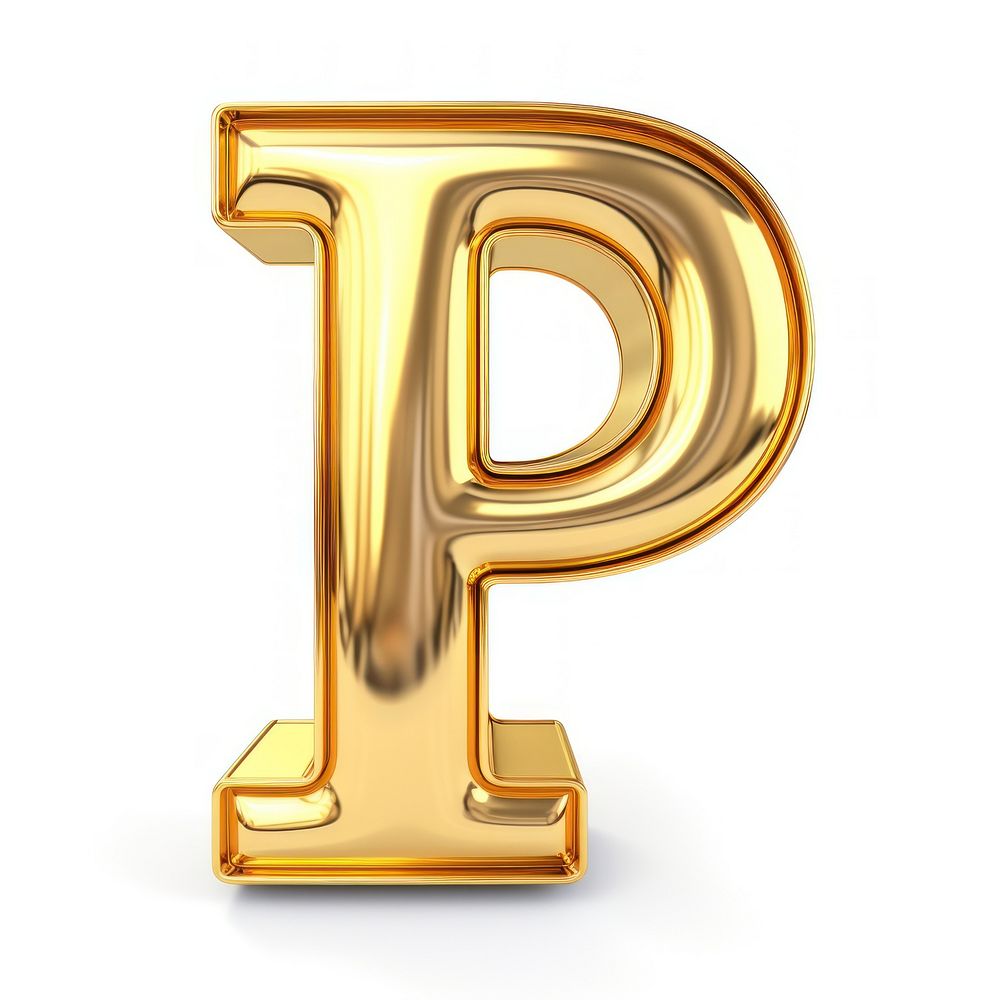 Letter P shiny font gold.