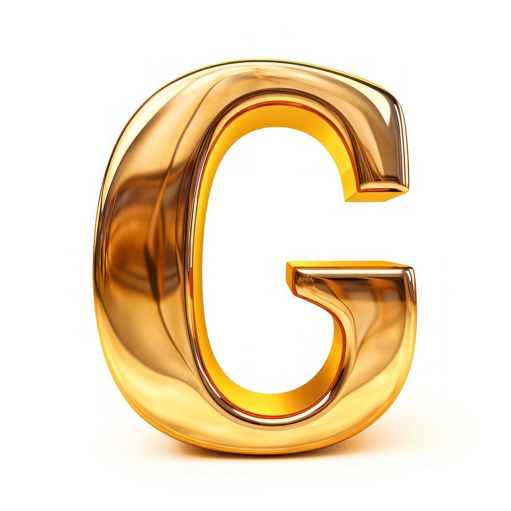 Letter G shiny font gold.