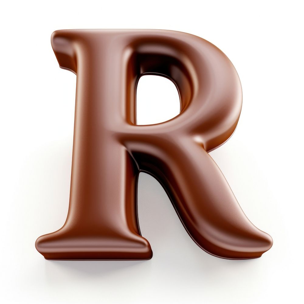 Letter R text chocolate alphabet.