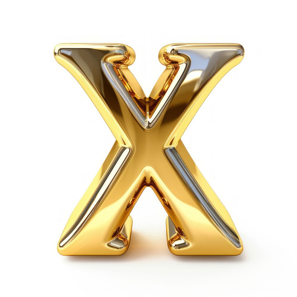 Letter X shiny gold font white background accessories.