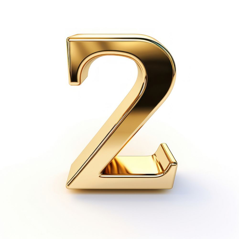 Number 2 gold font white background.