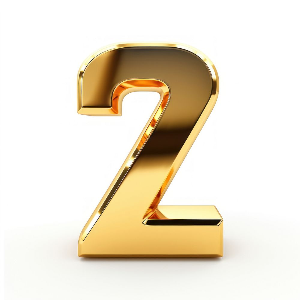 Number 2 shiny gold font white background yellow.