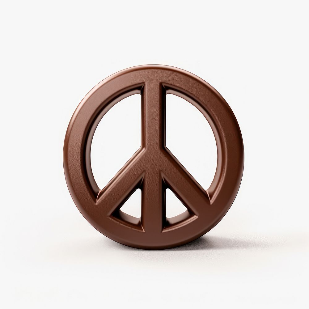Peace Sign chocolate symbol white background.