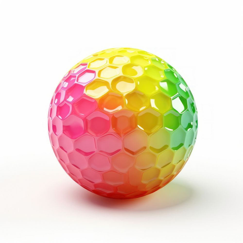 Golf ball sphere shape white background.