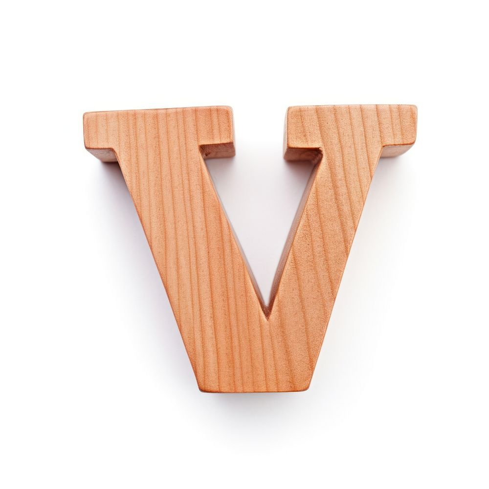 Letter V wood alphabet font.