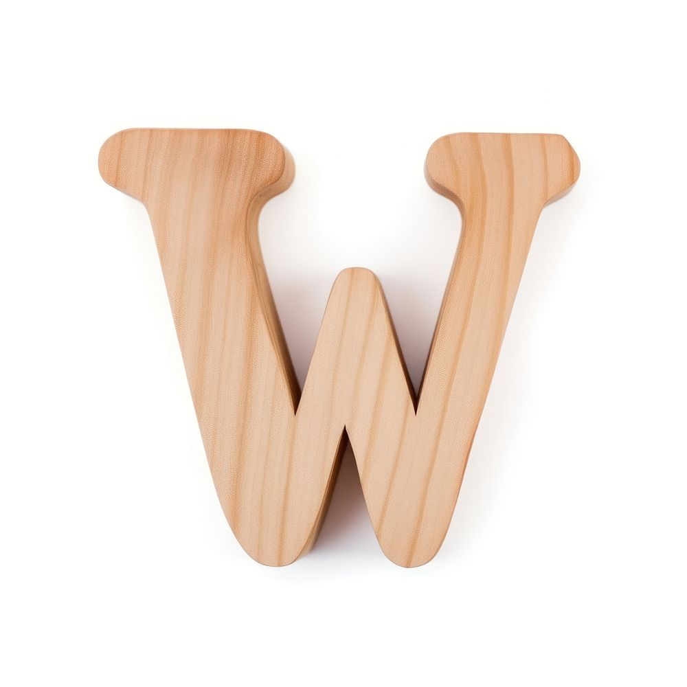 Letter W wood alphabet font.
