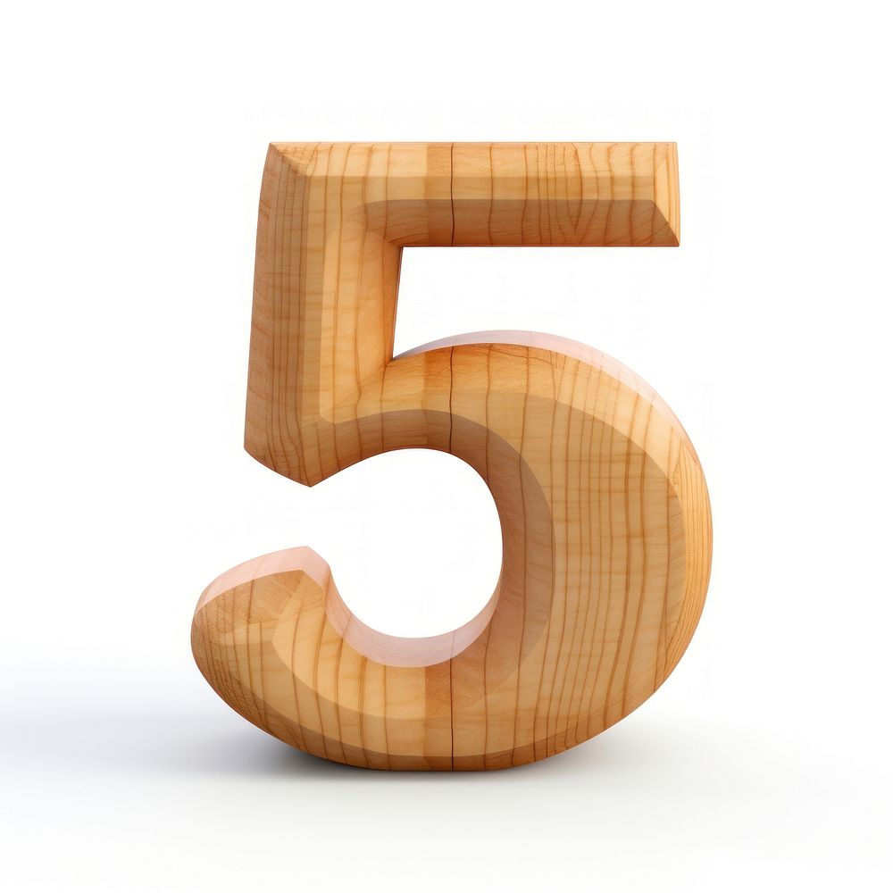 Number 5 font wood white background.