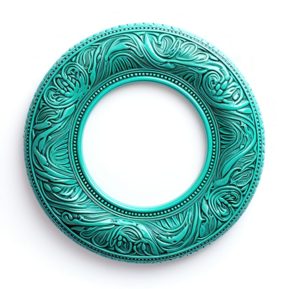 Turquoise jewelry circle white background.