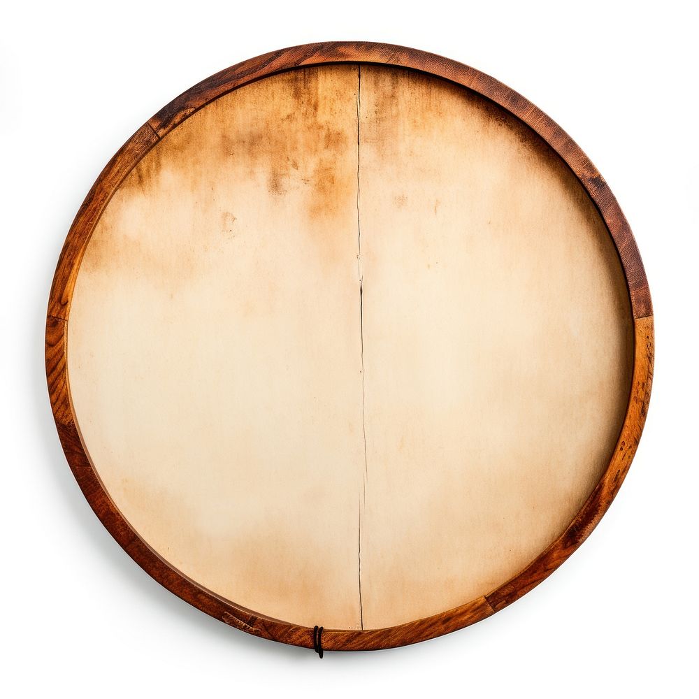 Brown circle frame vintage drums white background percussion.