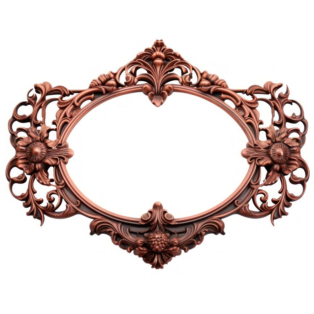 Brown oval frame vintage white background architecture accessories.