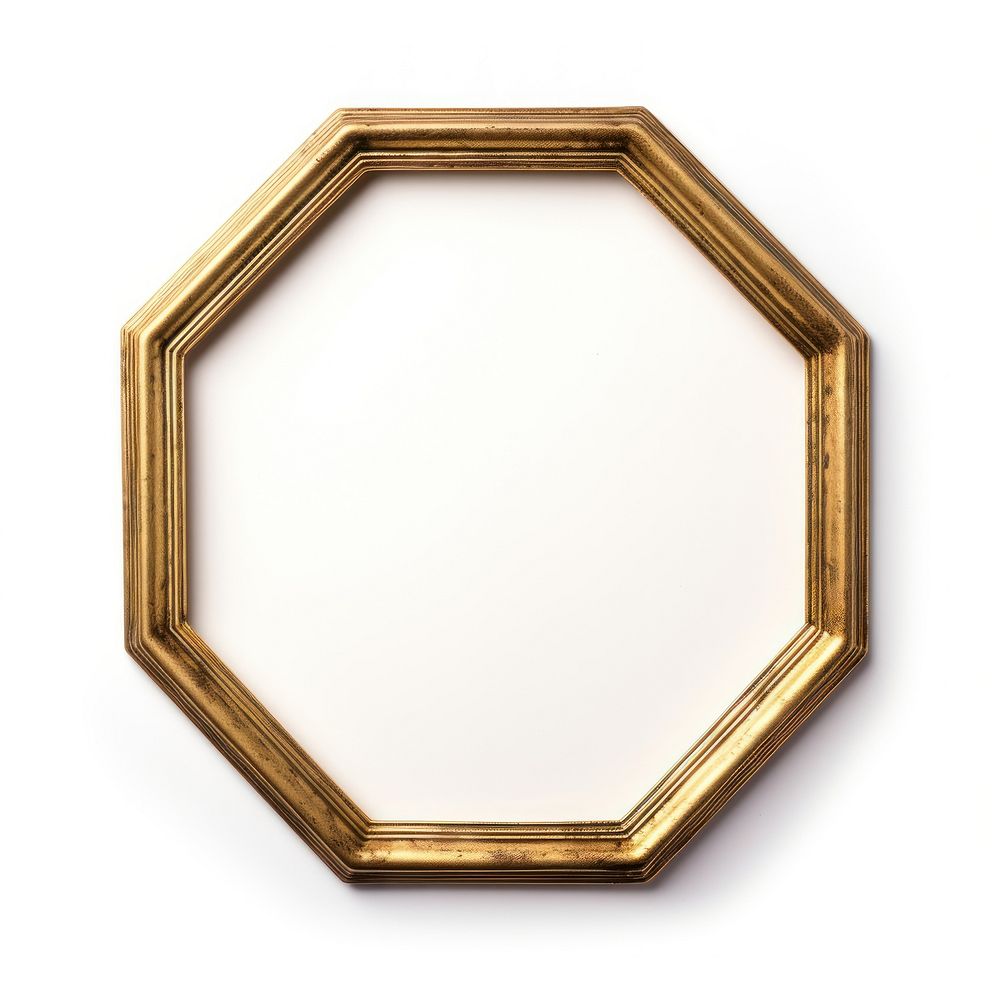 Gold hexagon frame vintage photo white background architecture.