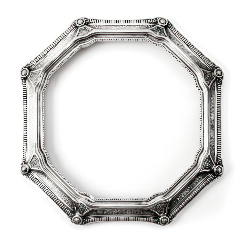 Ornament hexagon frame vintage silver white background rectangle.