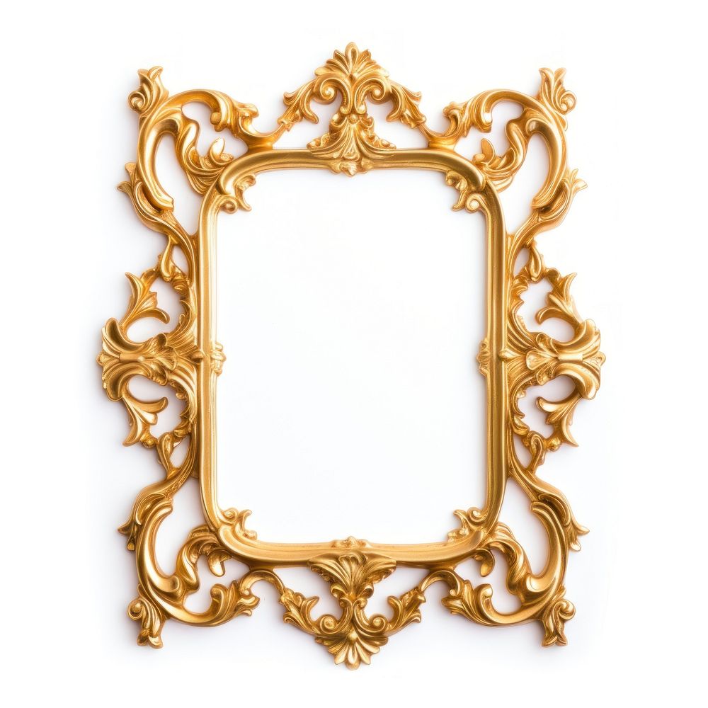 Rococo rectangle frame vintage gold mirror photo.