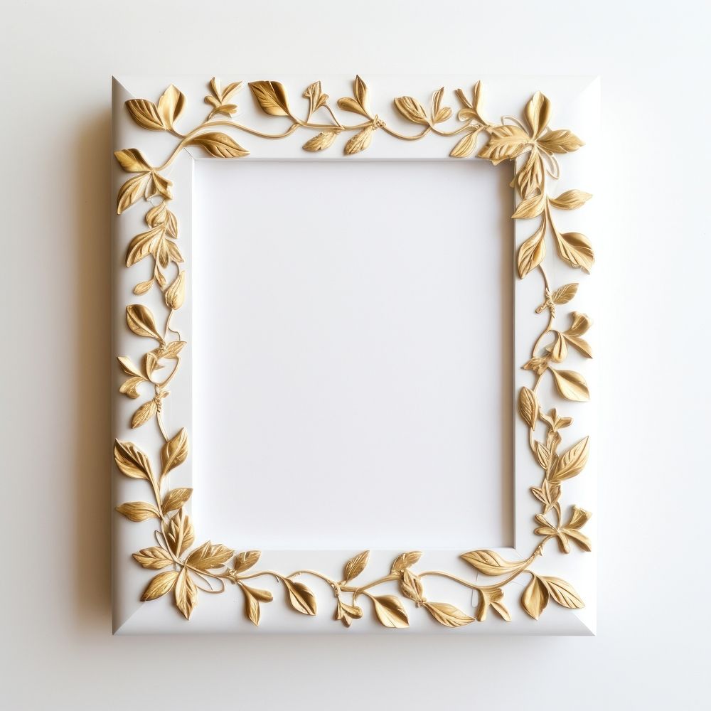 White and gold frame vintage jewelry white background accessories.