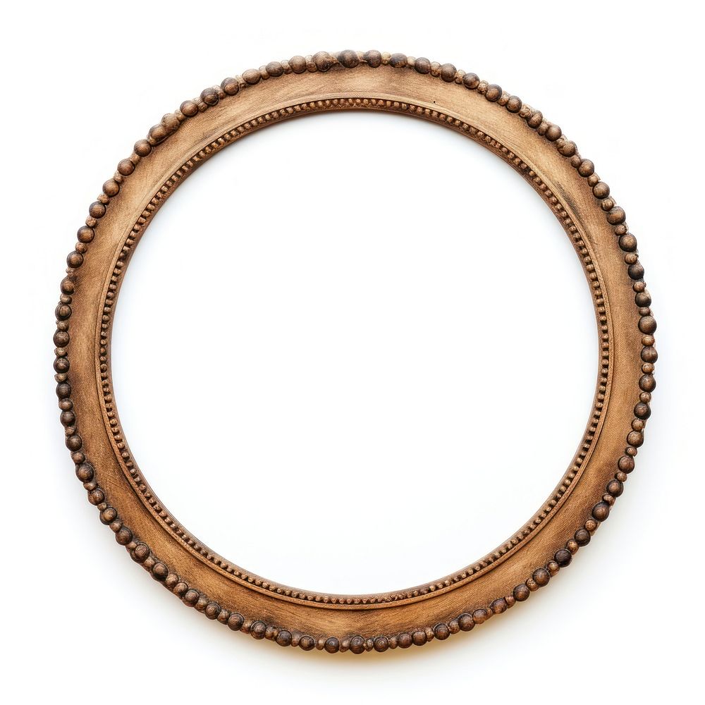 Circle frame vintage jewelry photo white background.