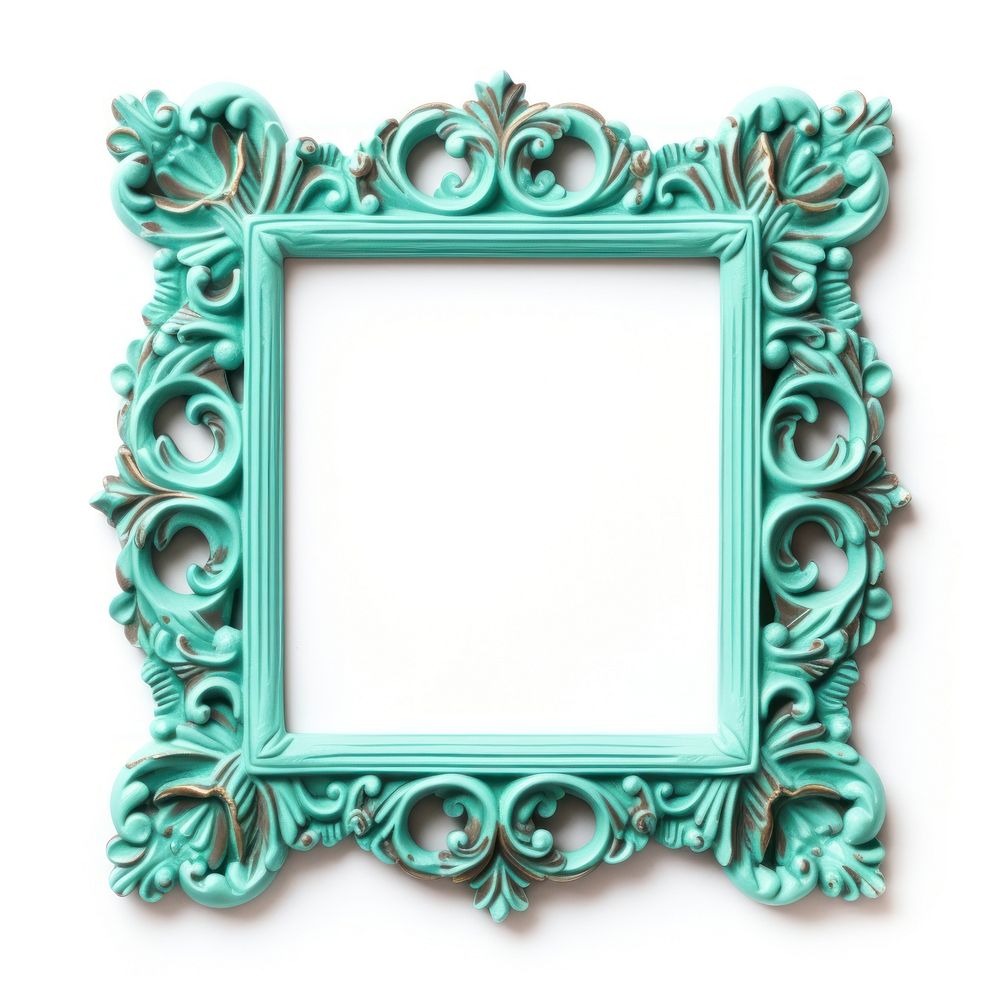 Turquoise frame vintage jewelry white background architecture.