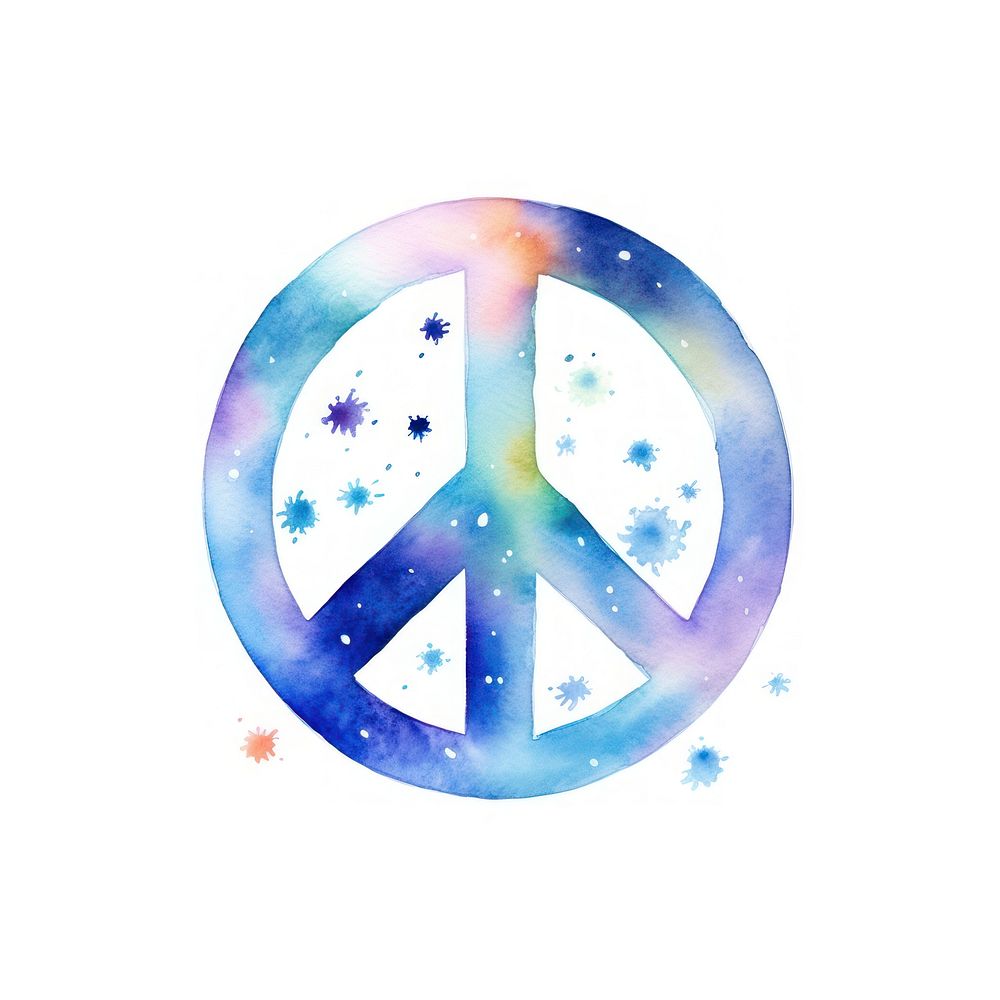 Peace Sign in Watercolor style purple logo white background.