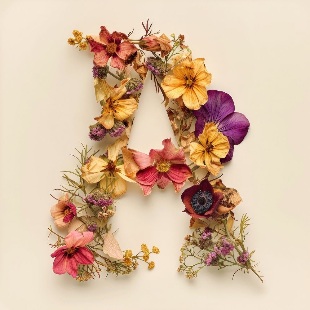 Alphabet A font flower art plant.