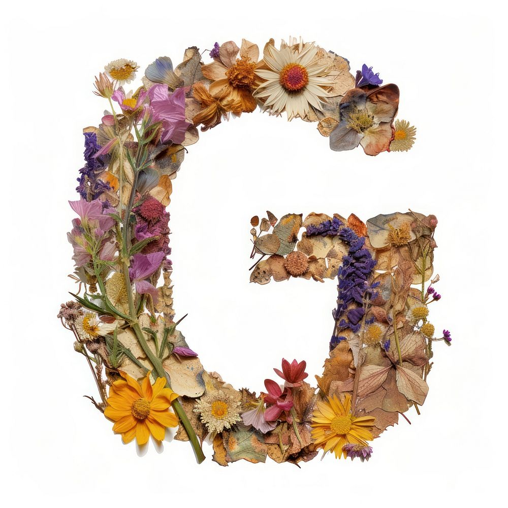 Alphabet G font flower plant art.