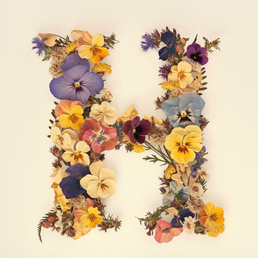 Alphabet H font flower art plant.