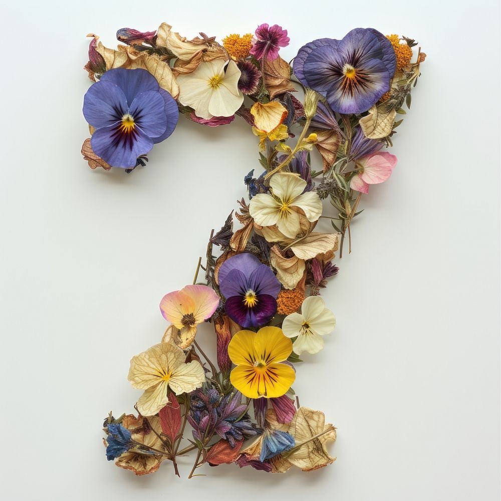 Alphabet Number 7 font flower art plant.