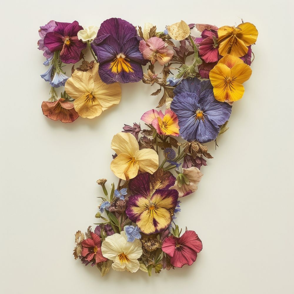 Alphabet Number 7 font flower art petal.
