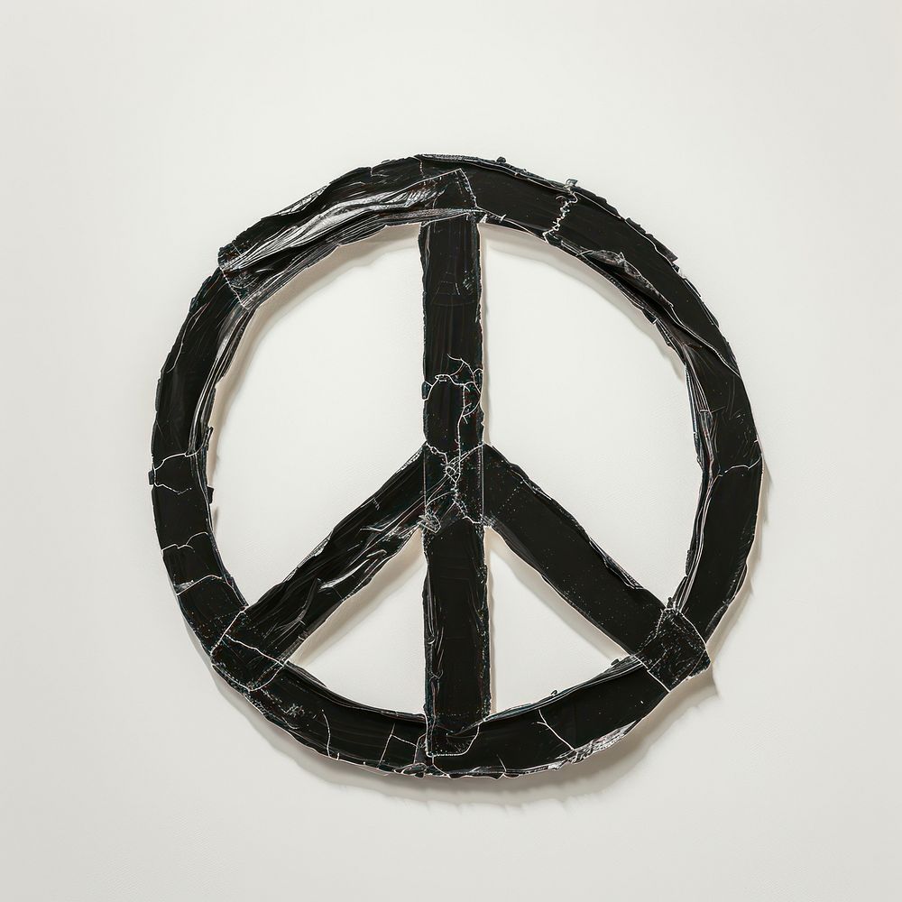 Tape Peace Sign symbol black white background.