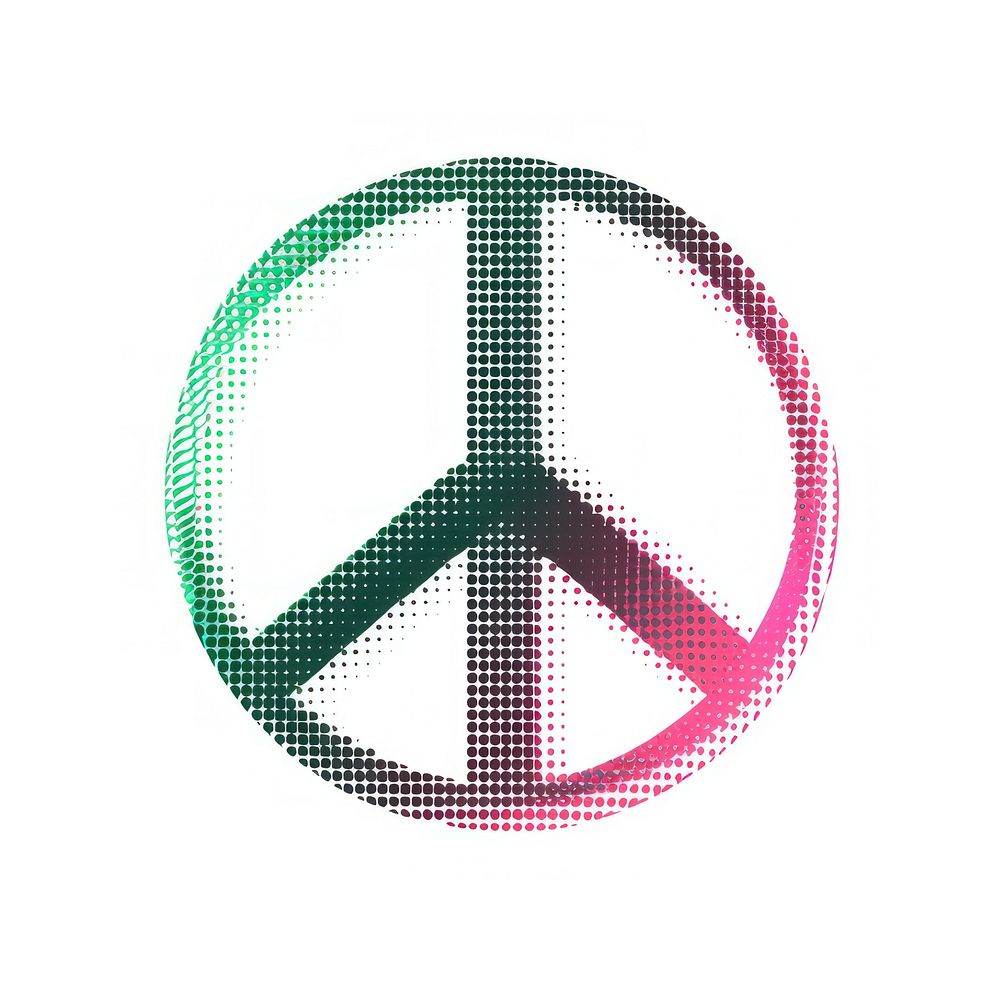 Gradient blurry Peace Sign symbol shape font.